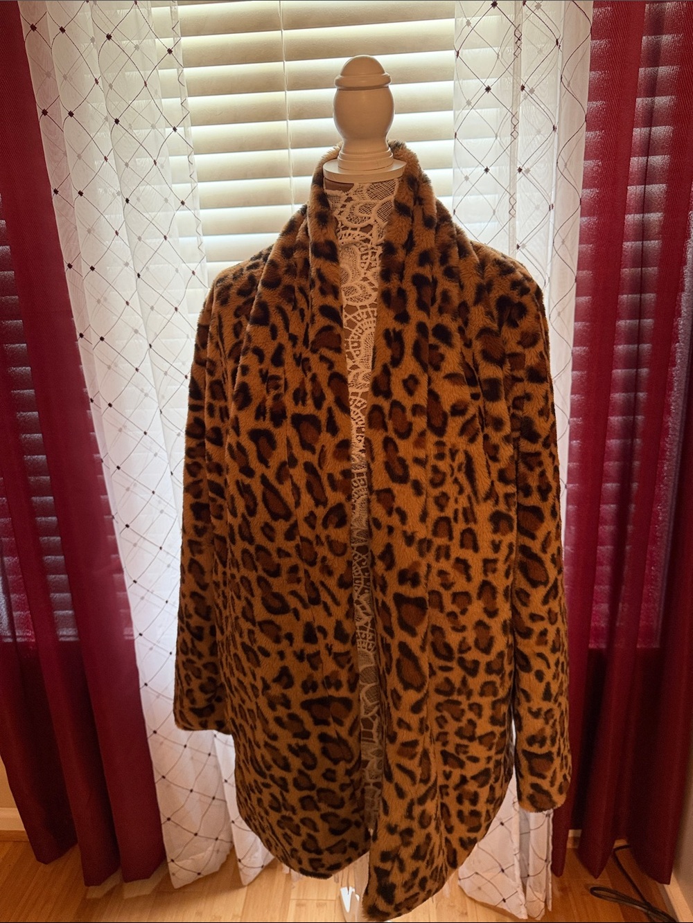 Women's Leopard Print Teddy Jacket - Brown